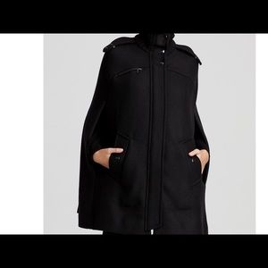 Cole Haan Black Wool Cape Coat
